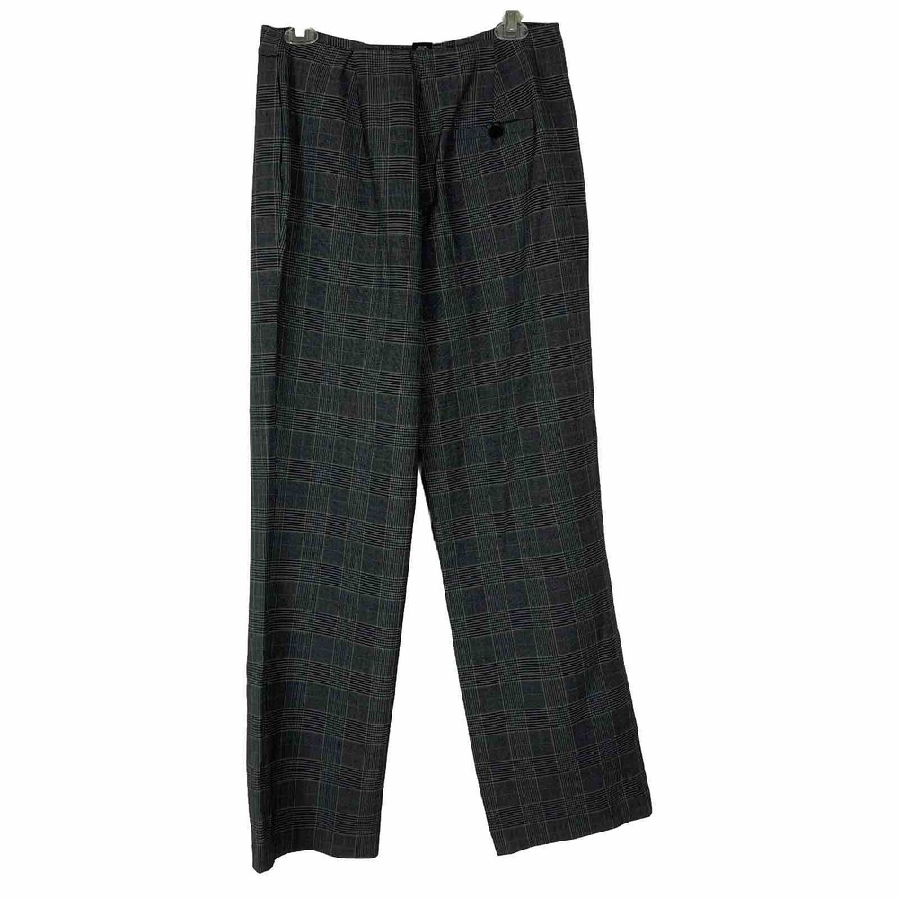 Dialogue Glen Plaid Dress Pants Womens 12 Grey Plaid Straight Leg NWT - Picture 2 of 7